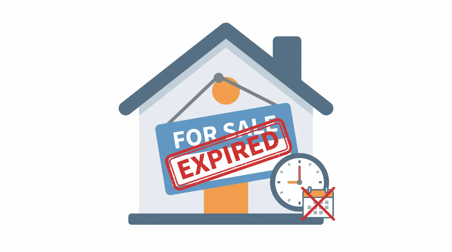 A vector image of a houseβs βFor Saleβ sign now expired